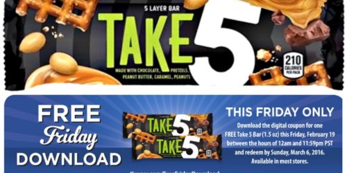 Kroger & Affiliates: FREE Take 5 Bar (Must Load eCoupon Today)