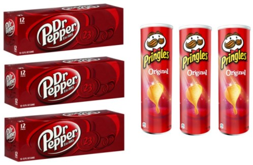 Dr. Pepper 12 packs and Pringles
