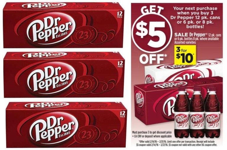 Dollar General Dr Pepper 12 Packs Just 1.67 Each (No Coupons Needed)