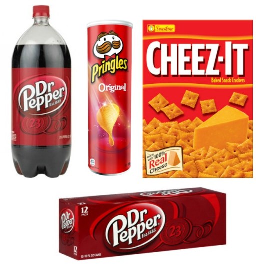 Dr. Pepper, Pringles and Cheez-Its