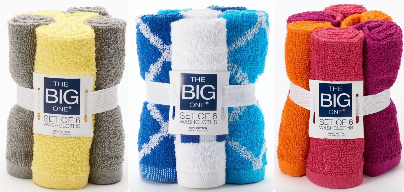 Kohl's Cardholders The Big One 6Pack Washcloths 2.79 Shipped