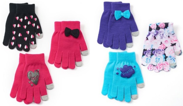 Girls SO 3-pk. Knit Texting Gloves