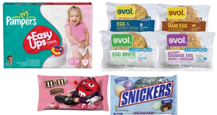 Pampers, evol and Mars Candy