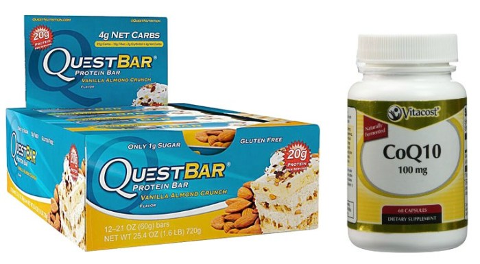 Quest Bars and Vitacost CoQ10