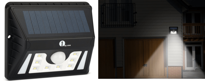 1byone Solar Powered Outdoor LED Light with Security Motion Sensor