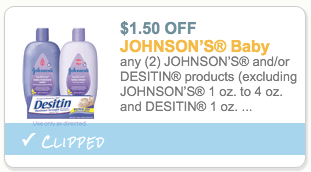 Johnson's and Desitin coupon