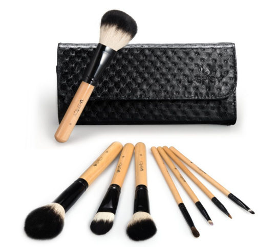 USpicy 8-Piece Cosmetics Brushes Kit with Travel Pouch