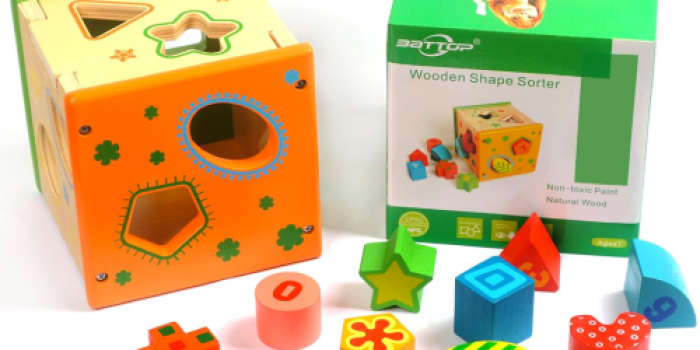Amazon: Battop Baby Shape Color Recognition Wooden Shape Sorter Cube Only $17.99