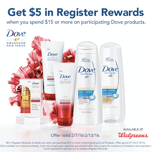 Walgreens: $5 Register Reward w/ $15 Dove Purchase