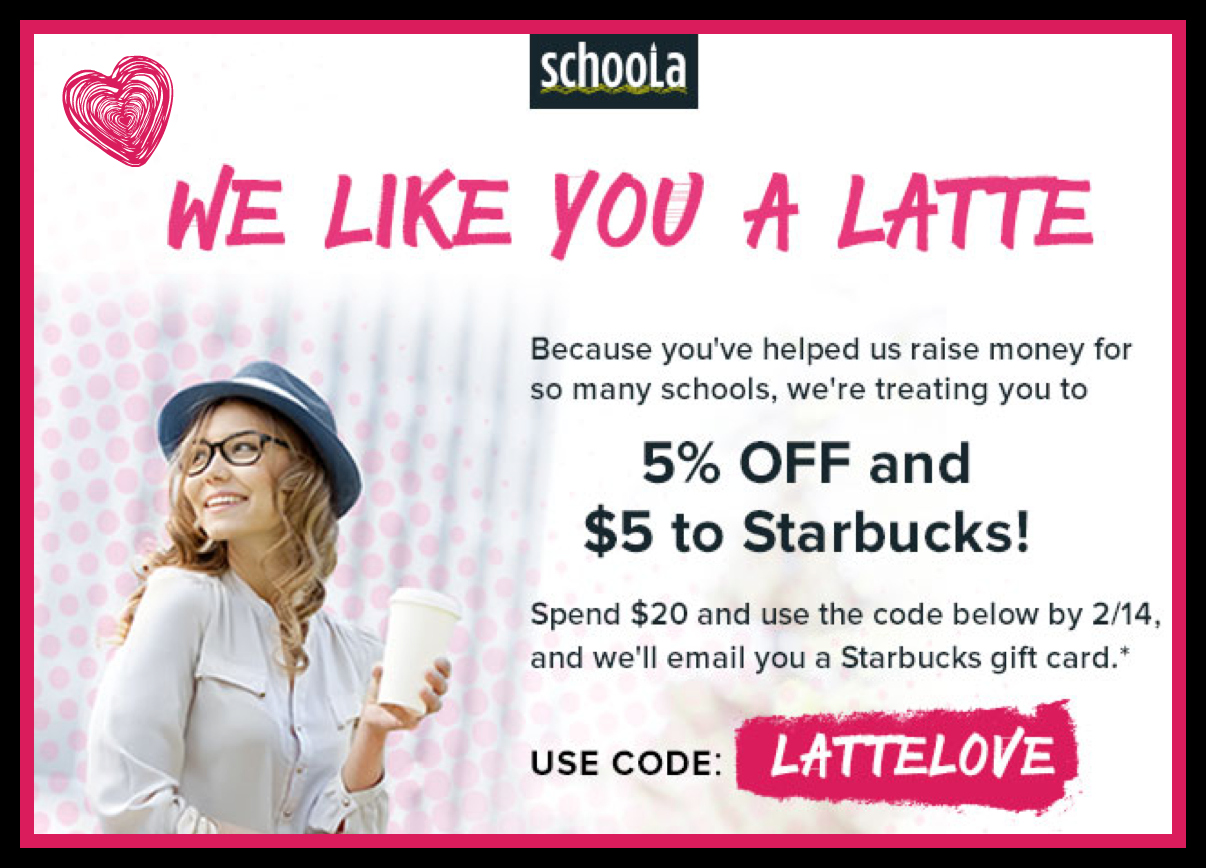 Schoola: 5% Off Entire Purchase AND $5 Starbucks eGift ...