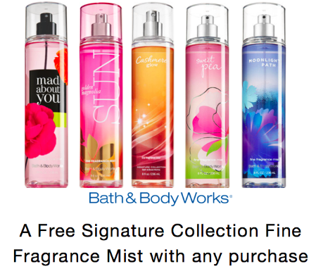 Bath & Body Works: FREE Fine Fragrance Mist w/ ANY Purchase Coupon