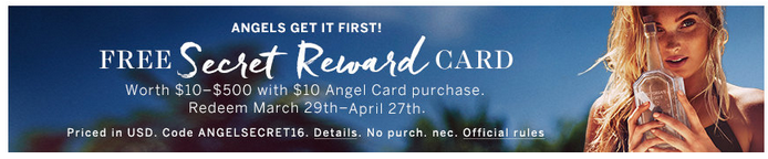 Victoria's Secret: Free Secret Reward Card for Angel Card Holder