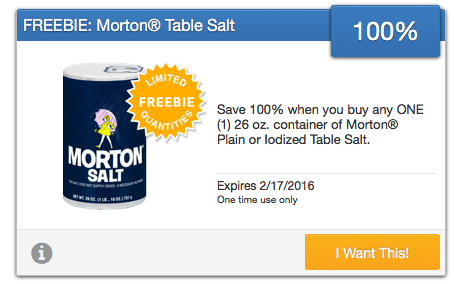 SavingStar: 100% Free Morton Table Salt