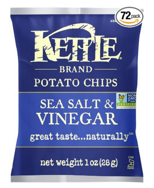 72 pack of Kettle Brand Sea Salt & Vinegar Potato Chips