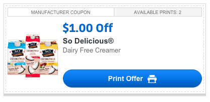  $1/1 So Delicious Dairy Free Creamer coupon