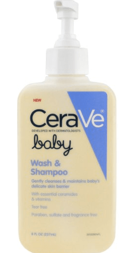 8-ounce bottle of CeraVe Baby Wash and Shampoo