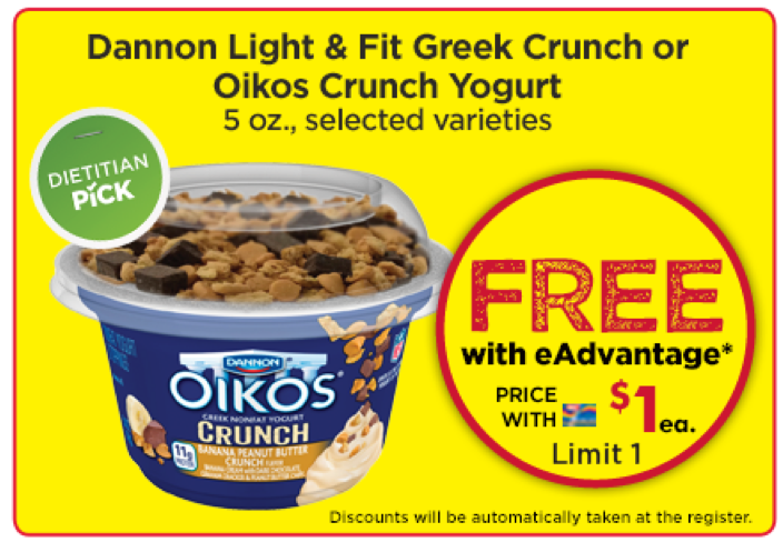 Giant Eagle: FREE 5oz Dannon Light & Fit Greek Crunch or Oikos Crunch ...