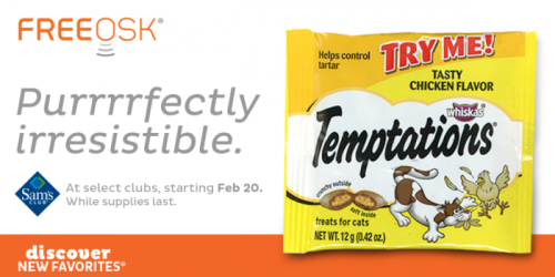 Sam’s Club Members: FREE Temptations Cat Treats Sample (Select Clubs Only)
