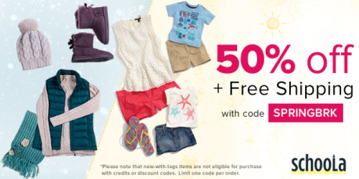 Schoola: Up to Free $30 Credit, 50% Off Purchase AND Free Shipping = Free Kid’s Clothes