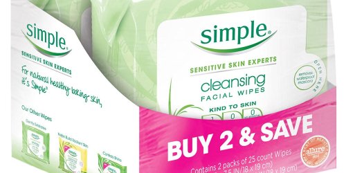 Amazon: Simple Cleansing Facial Wipes 25 Count Only $2.75 Each Shipped