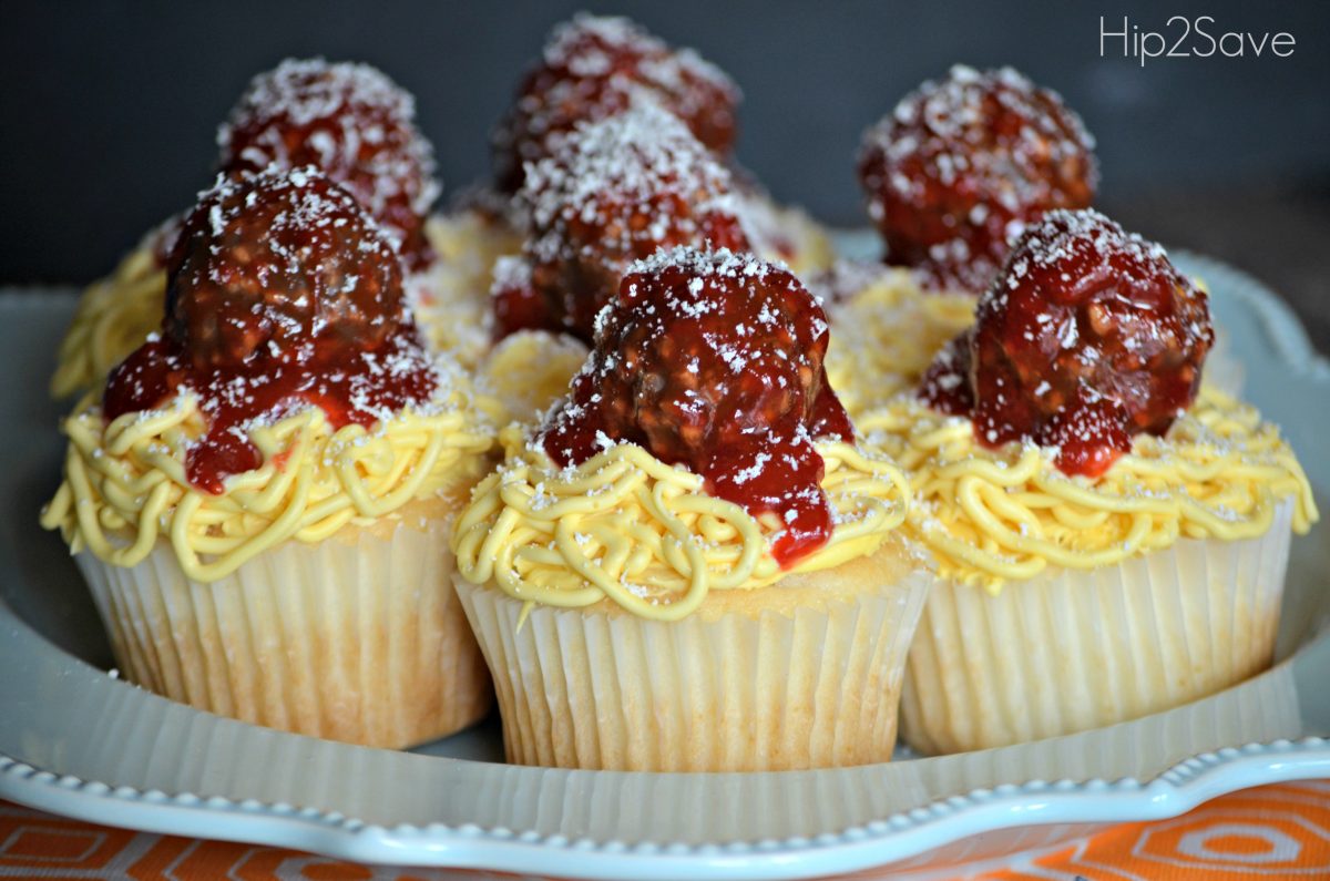 spaghetti and meatballs cupcakes 