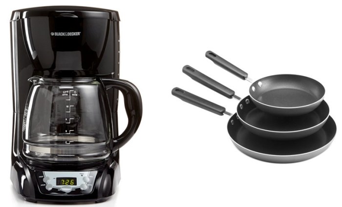 Coffee maker and pans