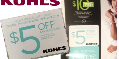 Kohl’s: Possible $5 Off ANY Purchase Coupon (Check Your Mailbox) + More