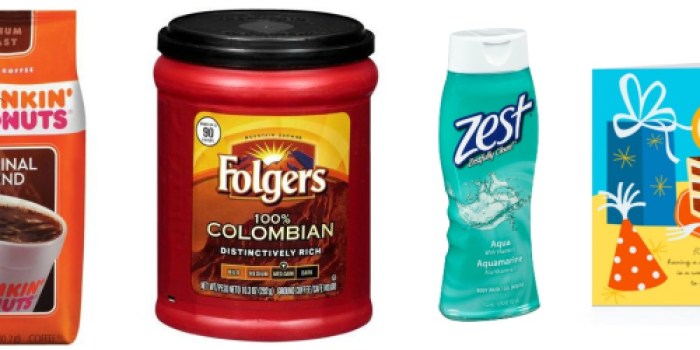 New Folgers, Dunkin’ Donuts, Zest and Hallmark Coupons = Nice Deals at Target & Rite Aid