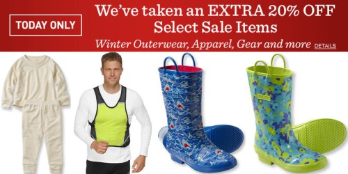 L.L. Bean: Extra 20% Off Winter Outerwear, Footwear, Apparel, Accessories & Gear
