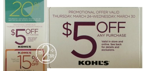 Kohl’s: Possible $5 Off ANY Purchase Coupon (Check Mailbox) & More