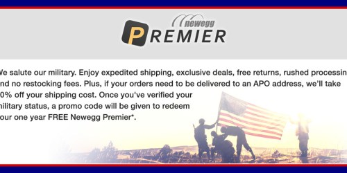 FREE Newegg Premier 1-Year Membership for Military and Students ($49.99 Value)