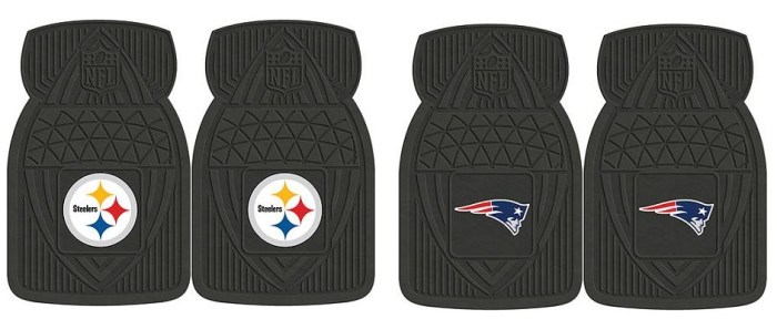 Patriots and Steelers car mat sets