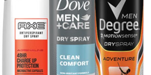 Request a FREE Axe, Dove or Degree Dry Spray Antiperspirant for Men Sample