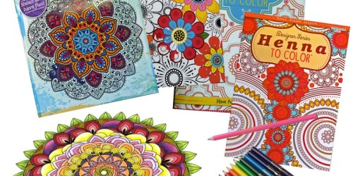 Set of 4 Designer Series Adult Coloring Books AND 12 Color Pencils ONLY $9 Shipped