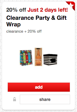 Target Cartwheel for 20% off Clearance Party and Gift Wrap
