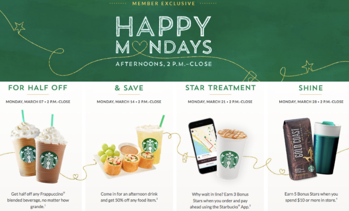Starbucks Happy Monday Offers