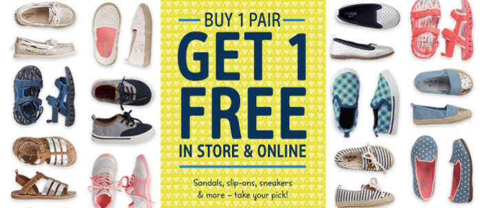 Carter's and OshKosh Buy 1 Get 1 Free Shoes