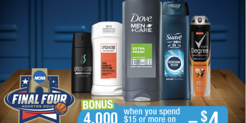 Walgreens: 4,000 Points w/ $15 Suave, Degree, Dove, AXE, Q-tips, Vaseline or Caress Purchase