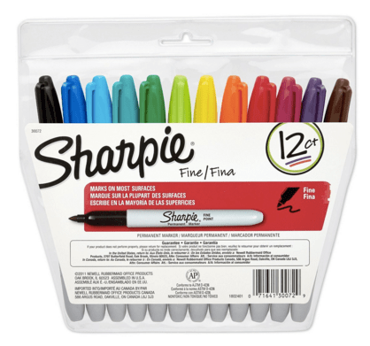 Sharpie Permanent Markers, Fine Point, Assorted Colors 12-Pack