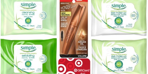 Target.com: 4 Simple Facial Wipes Packs, Rimmel Mascara AND $5 Target Gift Card $20.26 Shipped