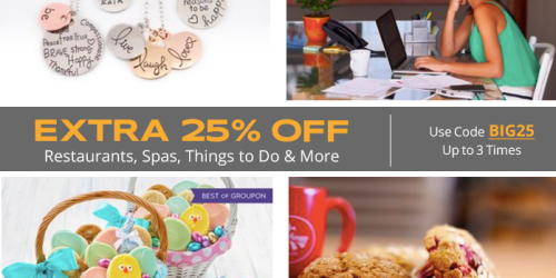 Groupon: Extra 25% Off Local Deals (Select Customers Only)
