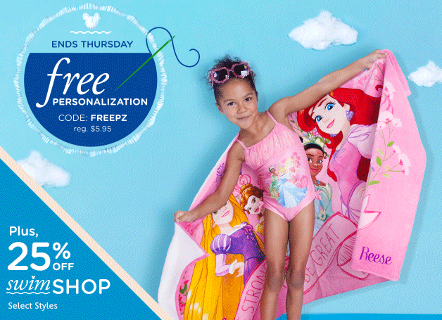 Disney Store: FREE Personalization on Swim Styles = Personalized Beach ...