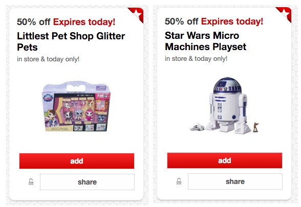 Target Cartwheel 50 off Toys offer