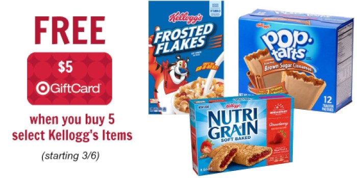 Target: Free $5 Gift Card When You Buy 5 Kellogg’s Items (Starting 3/6 – Print Coupons Now)