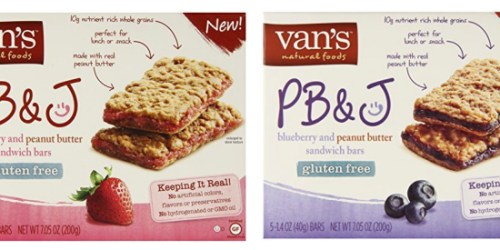 Amazon: Van’s Gluten-Free PB&J Snack Bars 5-Count Box Only $3.78 Shipped