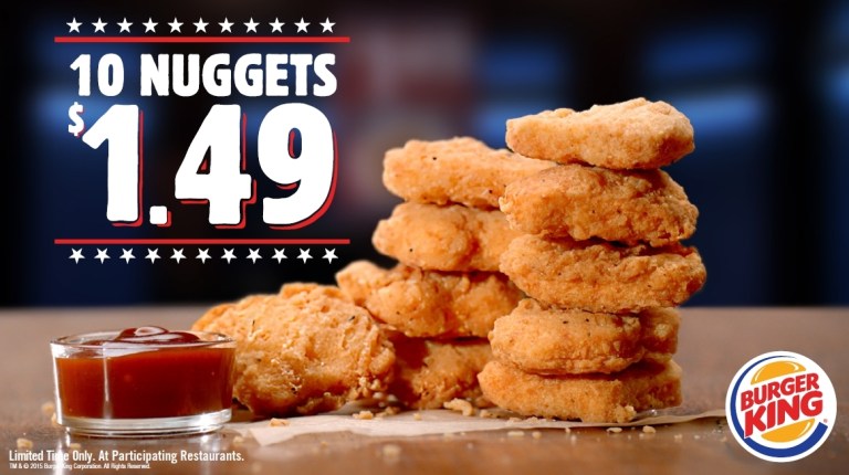 Burger King 10 Piece Chicken Nuggets Only $1.49