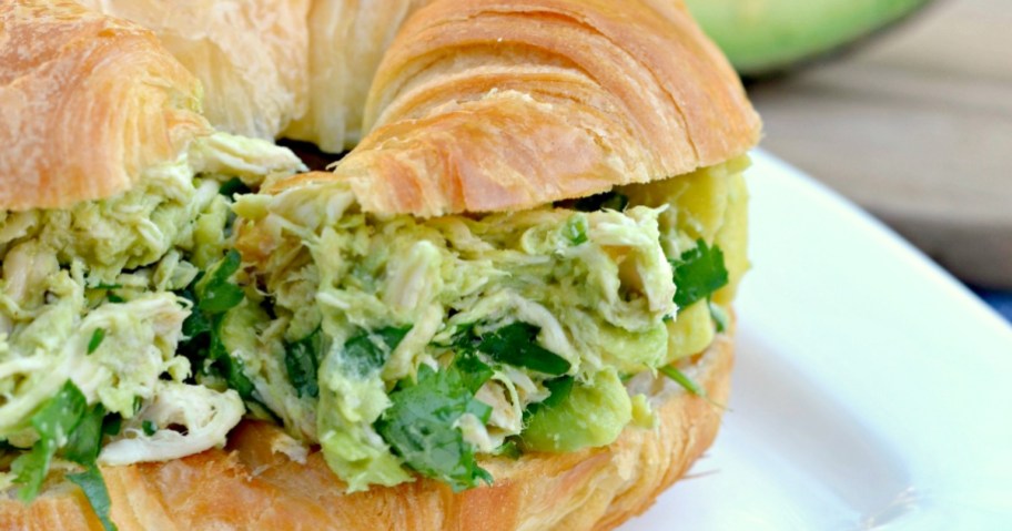 avocado chicken salad sandwich, one of the easy recipes that uses rotisserie chicken and one of our favorite rotisserie chicken meal ideas 