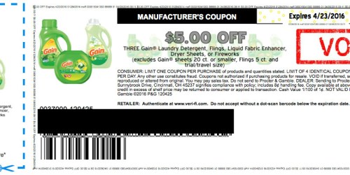 *HOT* $5 Off 3 Gain Products Printable Coupon = Dryer Sheets Only 30¢ Each at Walmart