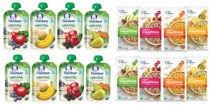 Gerber organic pouches and plum mighty mealtime