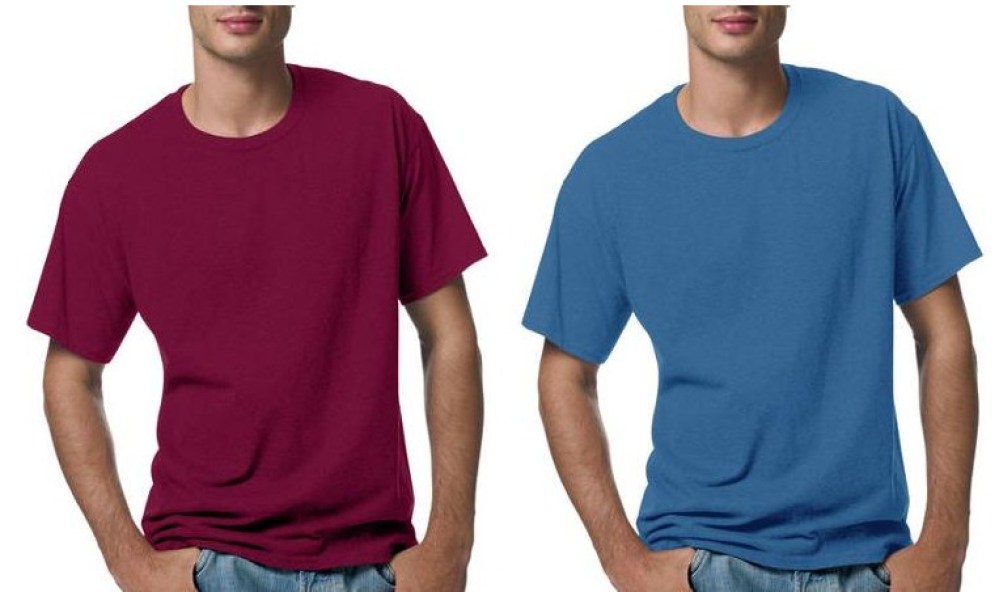 two stock images of men wearing t shirts